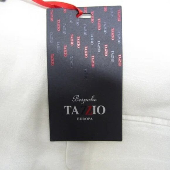 NEW TAZZIO Mens Smooth Twill Suit Jacket and Pant Set Size 46 Slim Ivory - Picture 4 of 12